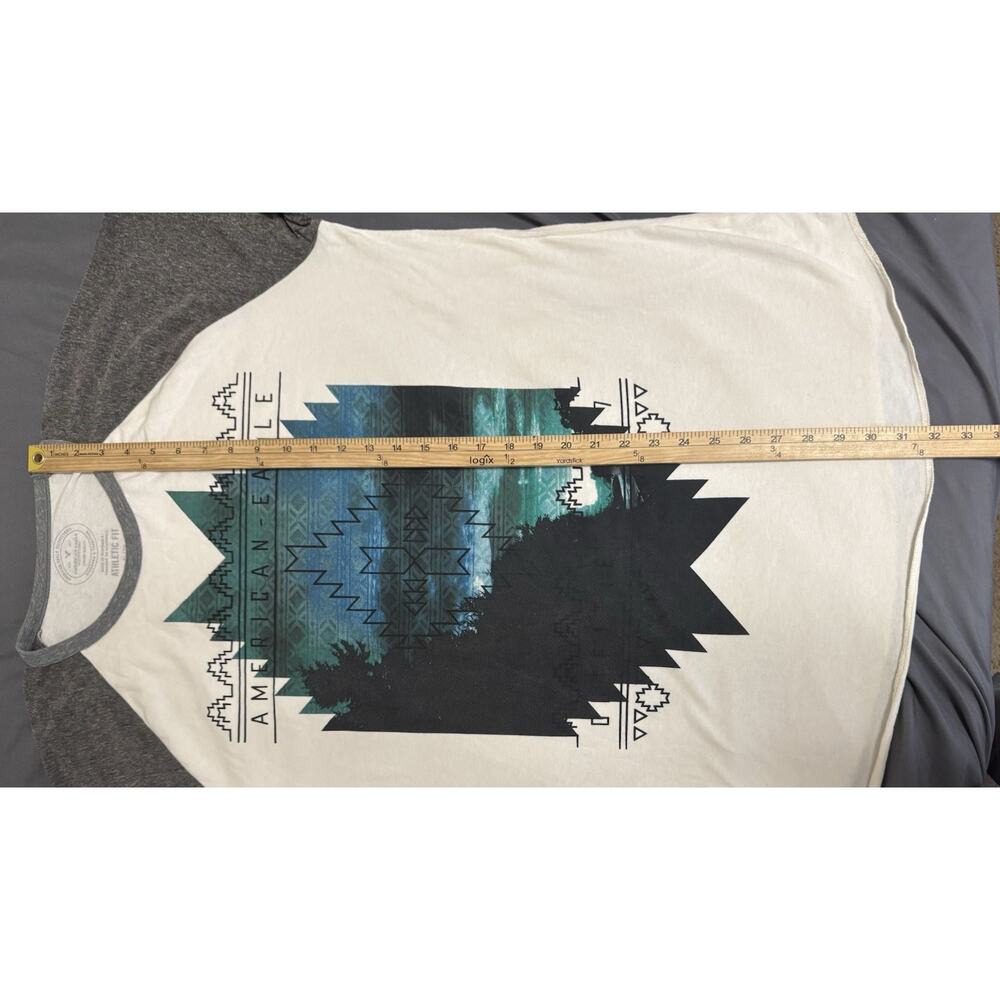 American Eagle Outfitters Mens XL Raglan Graphic T Shirt Aztec Tribal 3/4 Sleeve - Picture 4 of 10